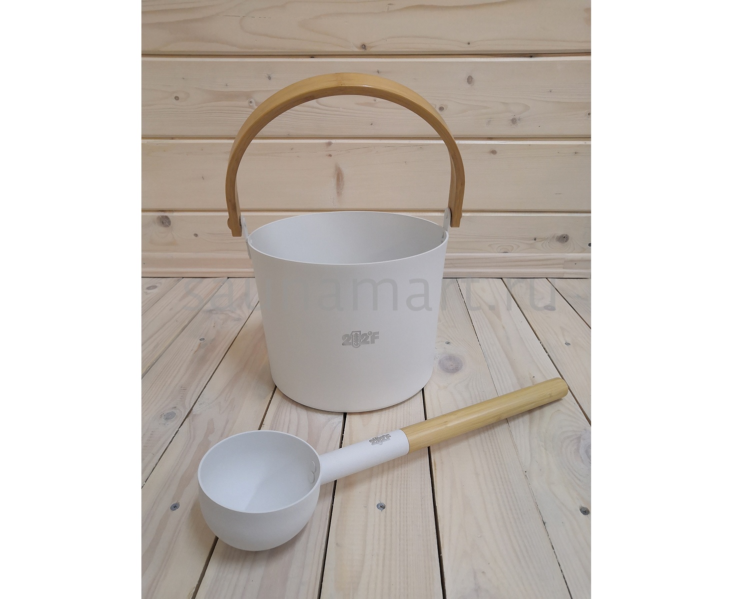 Набор SIMPLE WHITE шайка 5л + черпак 42см (ручки бабмук) Набор SIMPLE WHITE шайка 5л + черпак 42см (ручки бабмук)