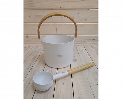 Набор SIMPLE WHITE шайка 5л + черпак 42см (ручки бабмук) Набор SIMPLE WHITE шайка 5л + черпак 42см (ручки бабмук)