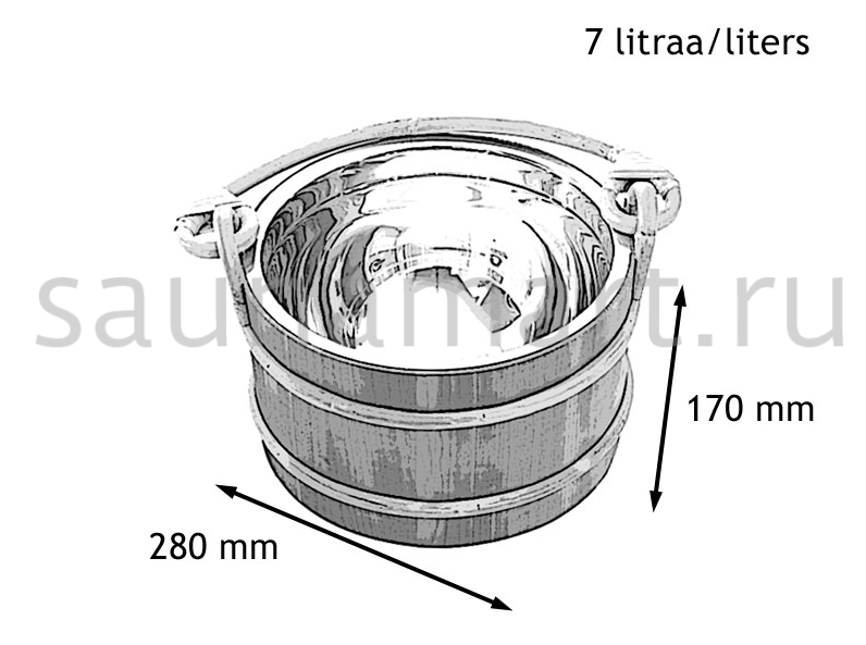 Sawo Ведро деревянное 5 л. со вставкой из нерж. 371-МD Sawo Ведро деревянное 5 л. со вставкой из нерж. 371-МD