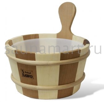Sawo Деревянное ведро 4л с пластиковой вставкой в полоску 340-Z Sawo Деревянное ведро 4л с пластиковой вставкой в полоску 340-Z
