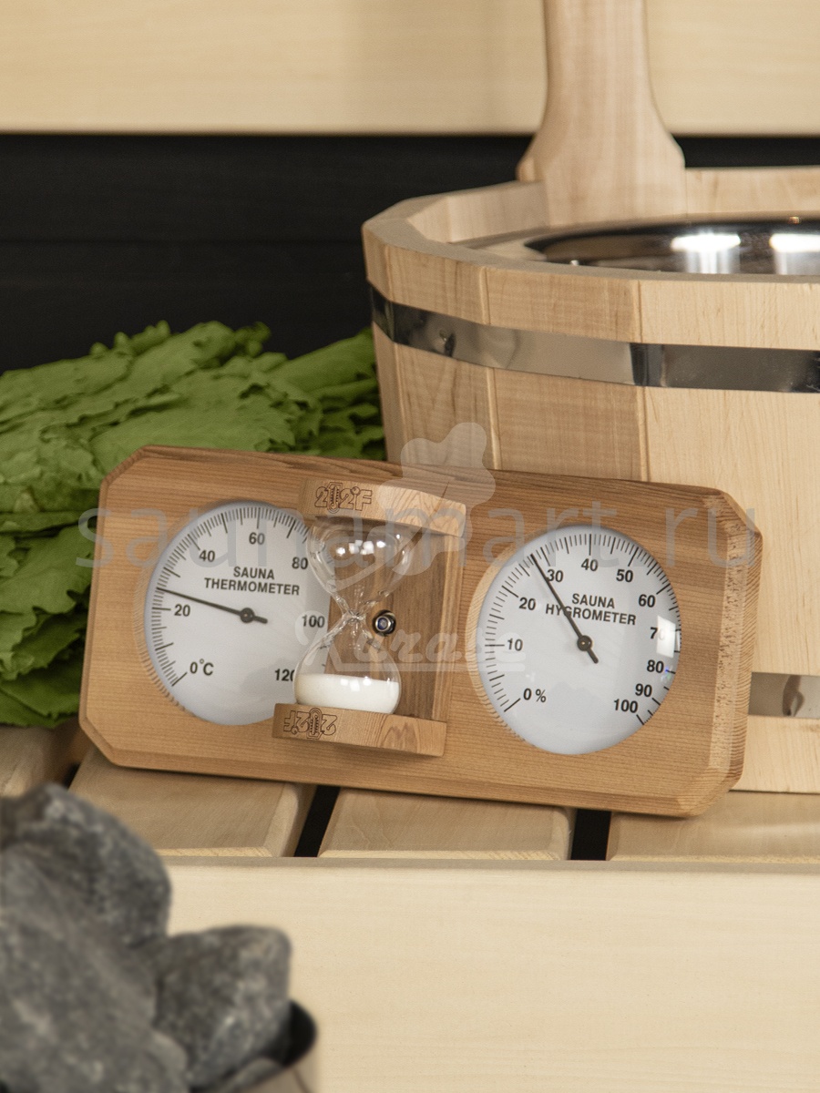 Термогигрометр+песочные часы TH-25R (AP-032BW-03) Кедр Термогигрометр+песочные часы TH-25R (AP-032BW-03) Кедр