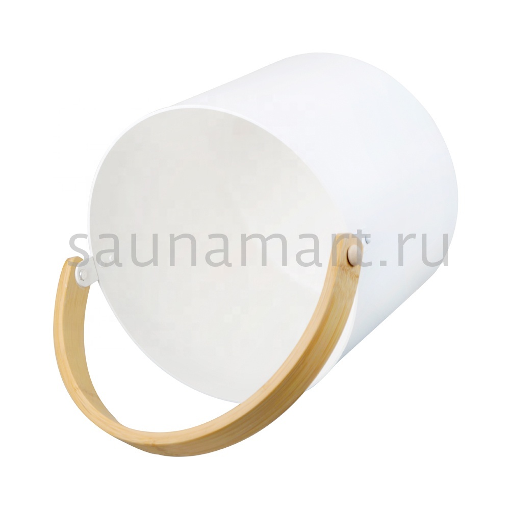 Ведро для бани WHITE Kurase 5л с бамбуковой ручкой Ведро для бани WHITE Kurase 5л с бамбуковой ручкой