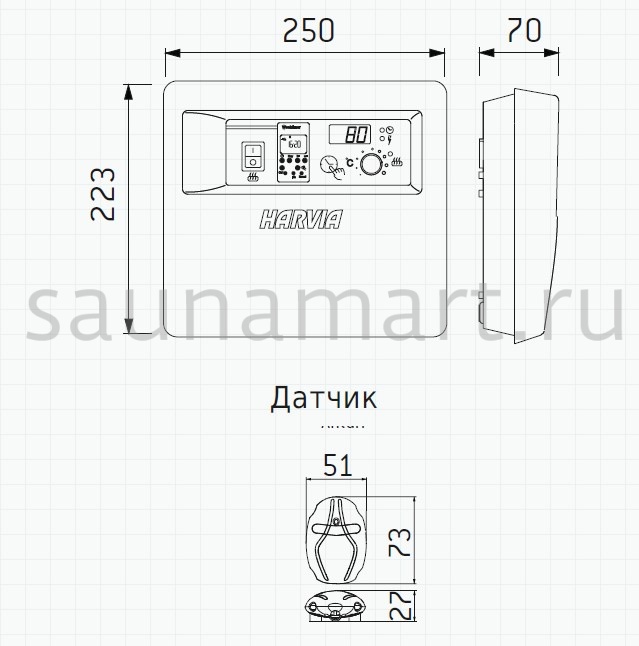 Пульт управления Harvia C150 3-17 кВт 2ч Пульт управления Harvia C150 3-17 кВт 2ч