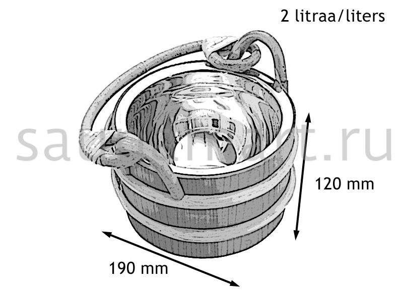 Sawo Ведро деревянное 2 л. со вставкой из нерж. 321-МР Sawo Ведро деревянное 2 л. со вставкой из нерж. 321-МР