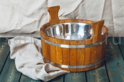 Шайка с нержавеющей вставкой 15л дуб Вудсон Шайка с нержавеющей вставкой 15л дуб Вудсон