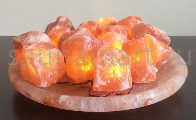 Соляная лампа Огненная ЧАША - из 15 камней на блюде Соляная лампа Огненная ЧАША - из 15 камней на блюде