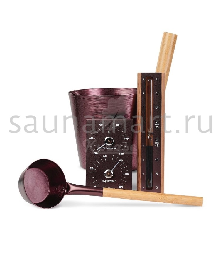Набор ушат черпак песочные часы термогигрометр BRONZE Kurase Набор ушат черпак песочные часы термогигрометр BRONZE Kurase