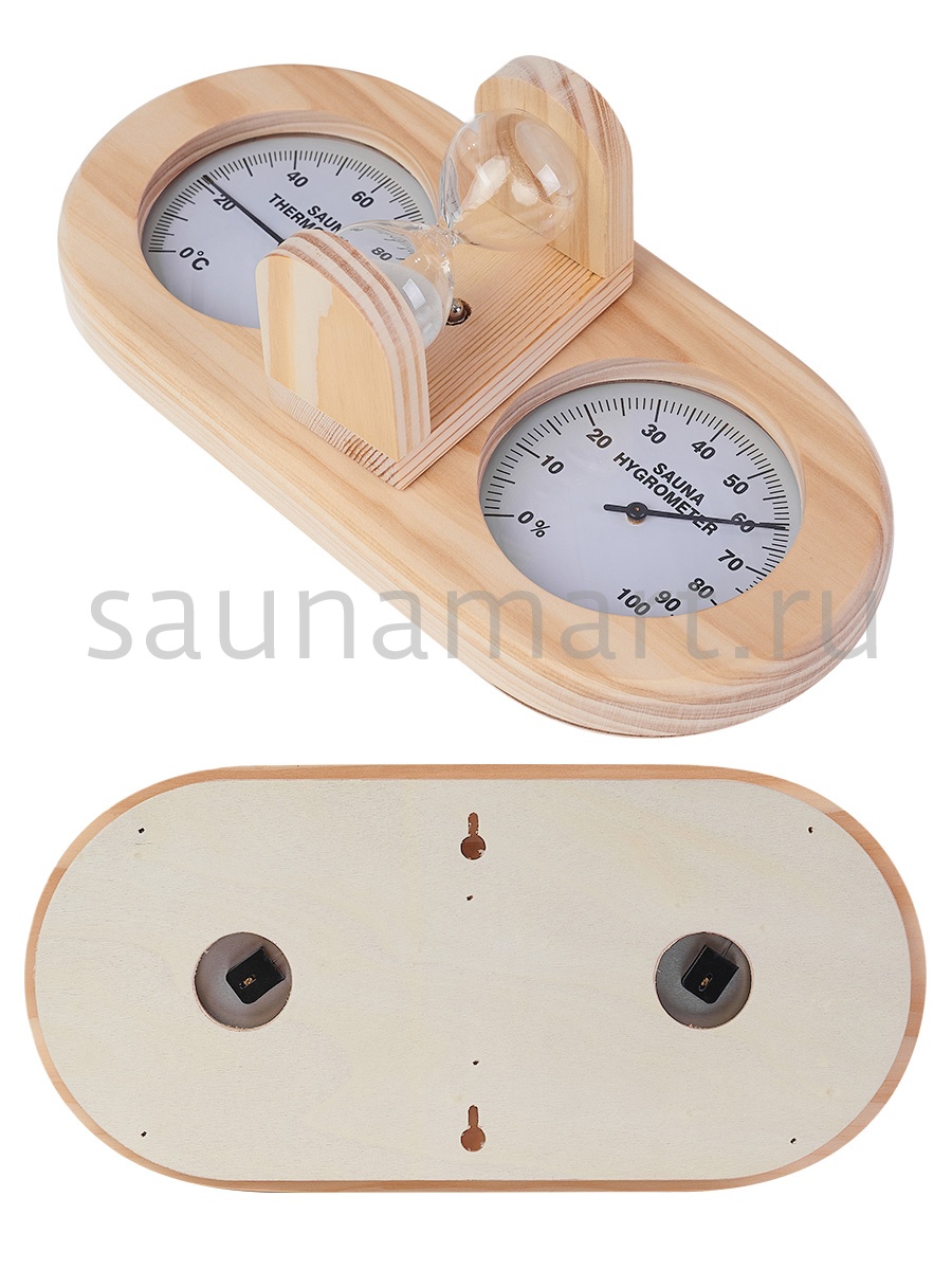 Термогигрометр+песочные часы AP-006BW-02  Сосна Kurase Термогигрометр+песочные часы AP-006BW-02  Сосна Kurase