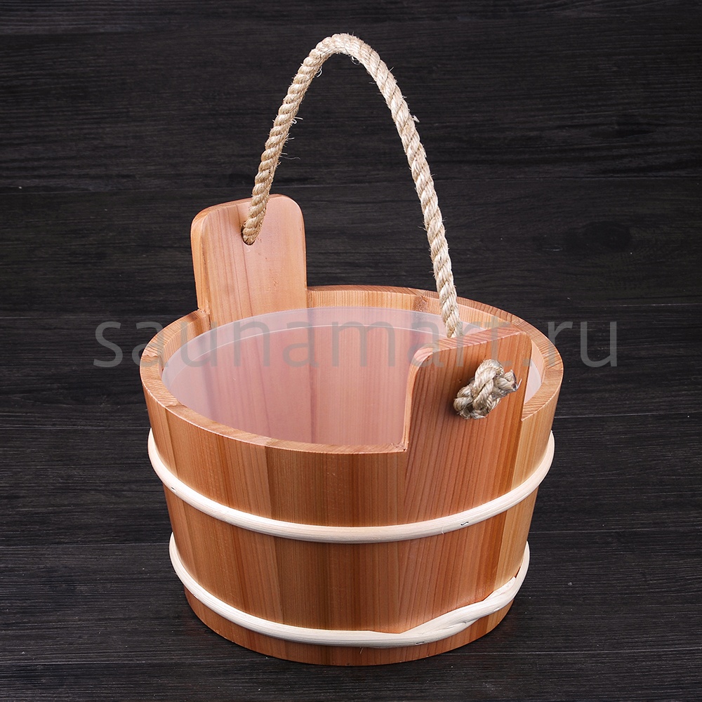 Шайка 4л кедр/ручка канат с пластиковой вставкой Kurase Шайка 4л кедр/ручка канат с пластиковой вставкой Kurase