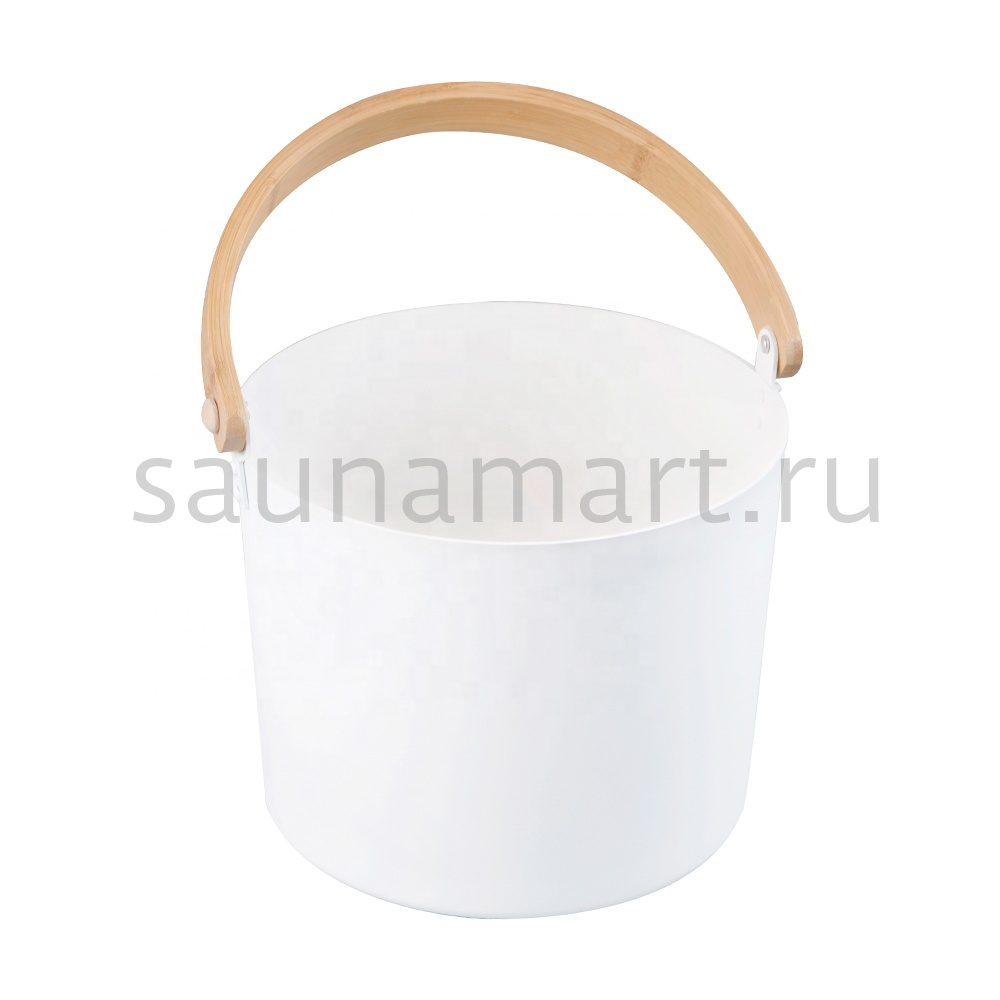 Ведро для бани WHITE Kurase 5л с бамбуковой ручкой Ведро для бани WHITE Kurase 5л с бамбуковой ручкой