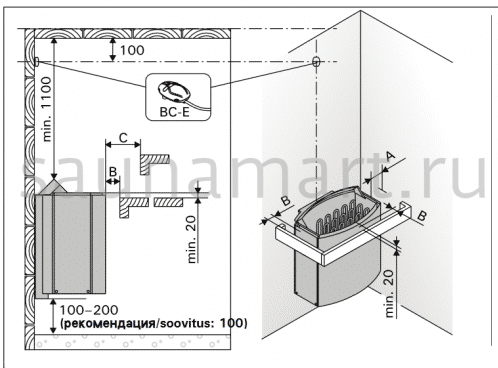 Печь электрическая Harvia Vega ВС60Е без пульта Печь электрическая Harvia Vega ВС60Е без пульта