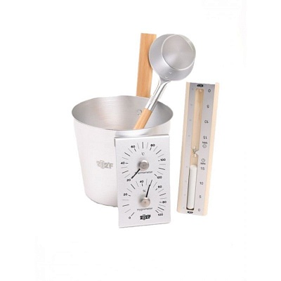 Набор OXY-M steel-4 ушат 5л+черпак 33см (ручки бабмук)+термогигрометр+песоч часы (бел песок) Набор OXY-M steel-4 ушат 5л+черпак 33см (ручки бабмук)+термогигрометр+песоч часы (бел песок)