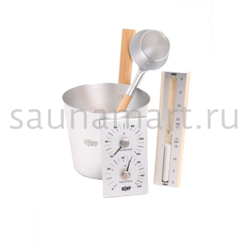 Набор OXY-M steel-4 ушат 5л+черпак 33см (ручки бабмук)+термогигрометр+песоч часы (бел песок) Набор OXY-M steel-4 ушат 5л+черпак 33см (ручки бабмук)+термогигрометр+песоч часы (бел песок)