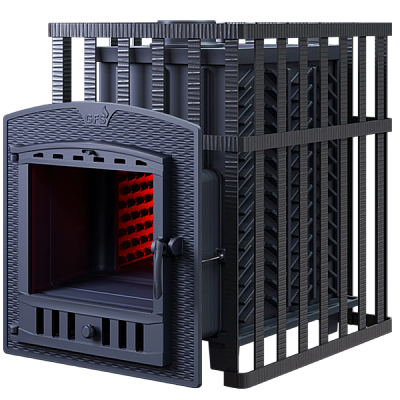 Печь дровяная чугунная Гефест GFS ЗК 25 (П2) в сетке Печь дровяная чугунная Гефест GFS ЗК 25 (П2) в сетке