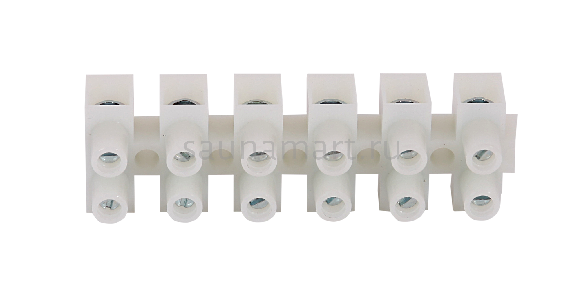 Клеммная колодка Sawo 6-полюсная белого цвета для печи и парогенератора  Клеммная колодка Sawo 6-полюсная белого цвета для печи и парогенератора