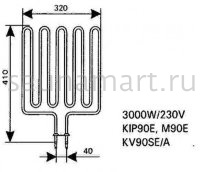 Тэн для электрокаменки Harvia 3000Вт/230В KIP/M90E Topclass Combi KV90SE(A) Тэн для электрокаменки Harvia 3000Вт/230В KIP/M90E Topclass Combi KV90SE(A)