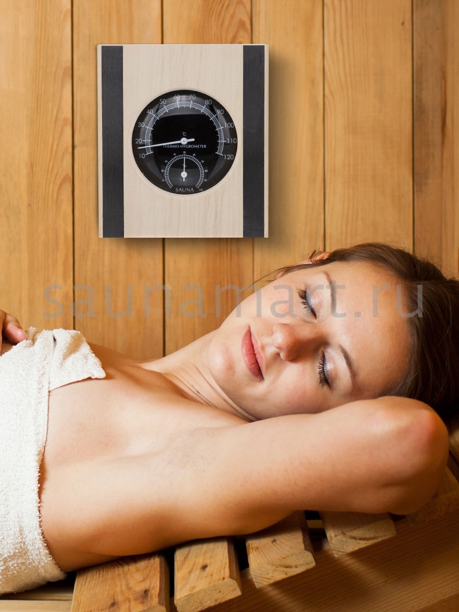 Термогигрометр стальн вставки квадтраный осина AP-054BW-01 Kurase Термогигрометр стальн вставки квадтраный осина AP-054BW-01 Kurase