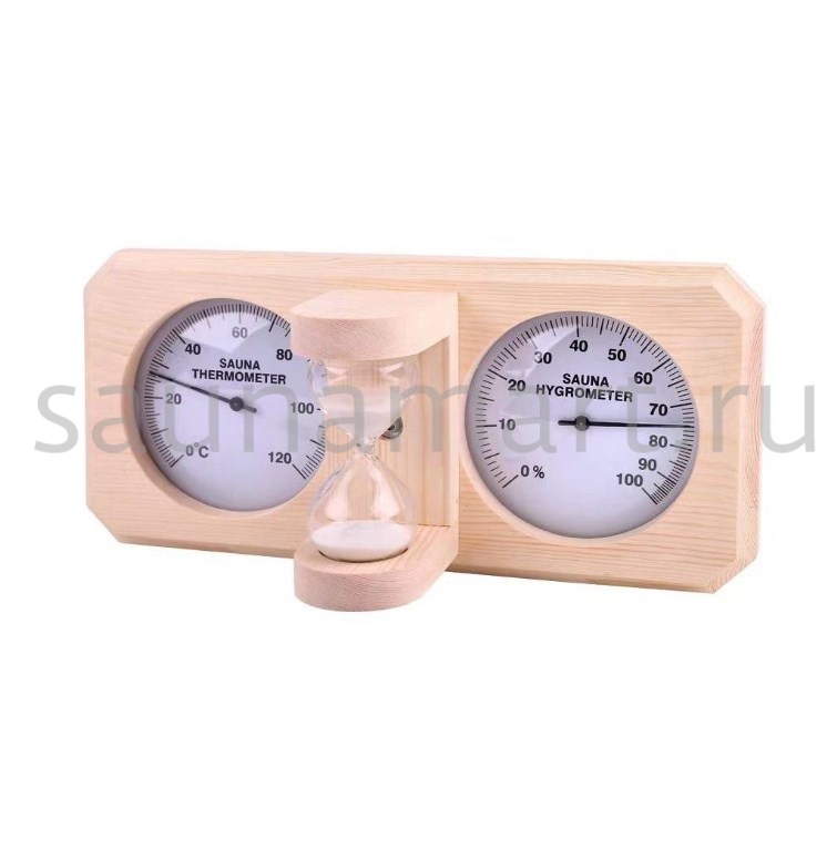 Термогигрометр+песочные часы AP-006BW-02  Сосна Kurase Термогигрометр+песочные часы AP-006BW-02  Сосна Kurase