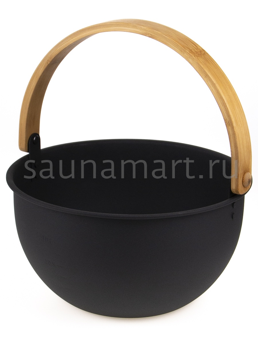 Шайка для бани из нерж.стали BLACK с бабмук. ручкой 4л. AP-062W Kurase Шайка для бани из нерж.стали BLACK с бабмук. ручкой 4л. AP-062W Kurase