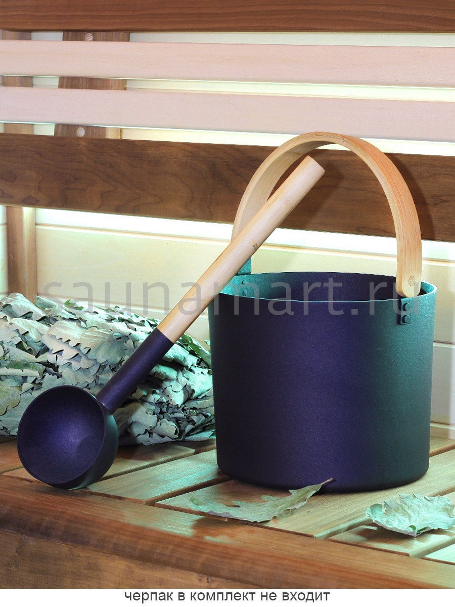 Шайка для бани 5л с бамбуковой ручкой BLACK Kurase AP-056W-01 Шайка для бани 5л с бамбуковой ручкой BLACK Kurase AP-056W-01