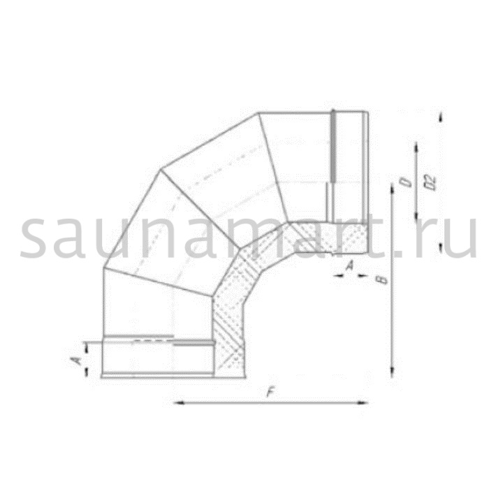 Сэндвич-отвод 90* ф 115х200 AISI 439/439 1мм/05мм (К) удл=60мм Сэндвич-отвод 90* ф 115х200 AISI 439/439 1мм/05мм (К) удл=60мм