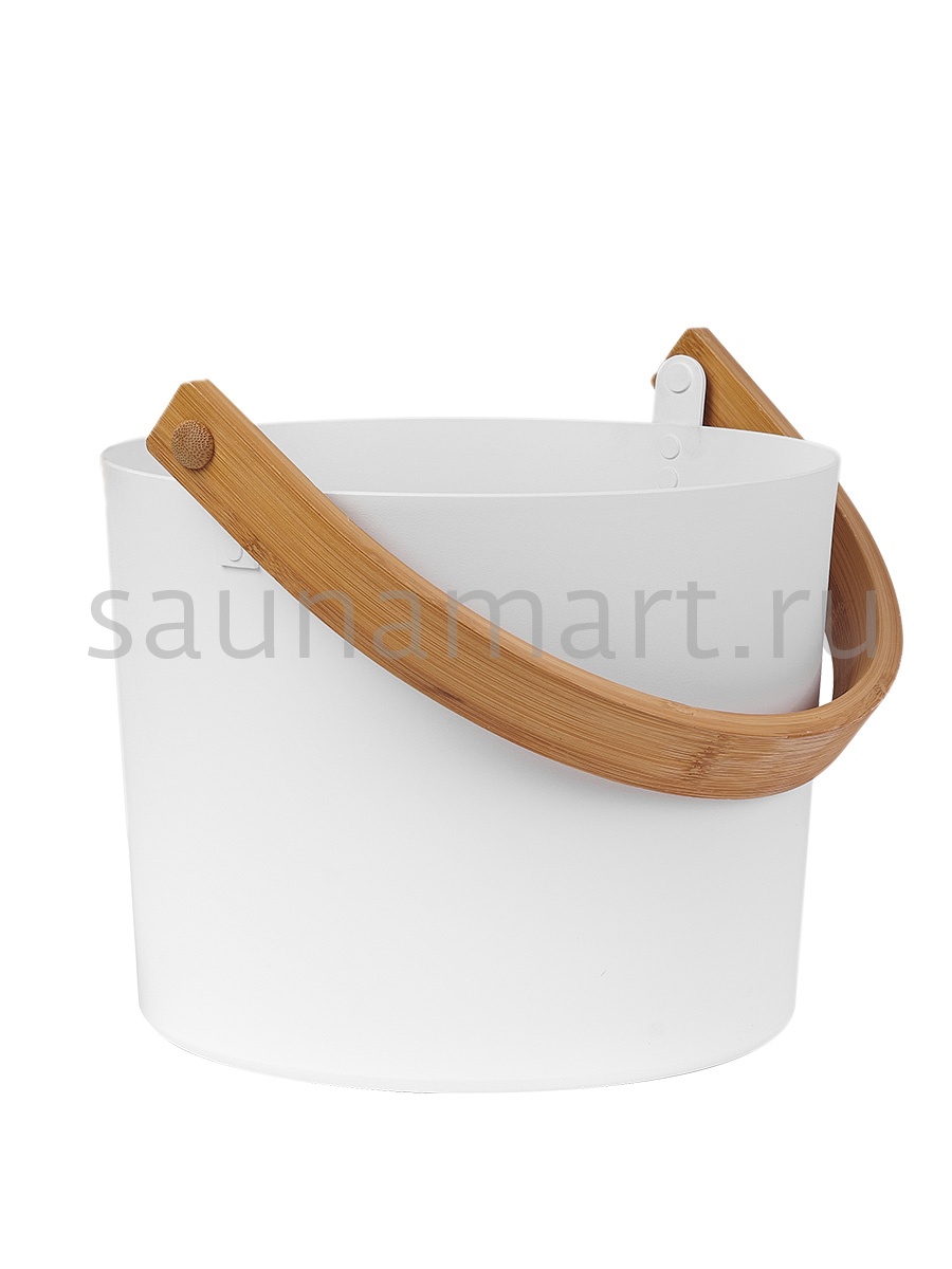 Ведро для бани WHITE Kurase 5л с бамбуковой ручкой Ведро для бани WHITE Kurase 5л с бамбуковой ручкой